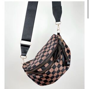 Checkered Black and Brown Women's Bag